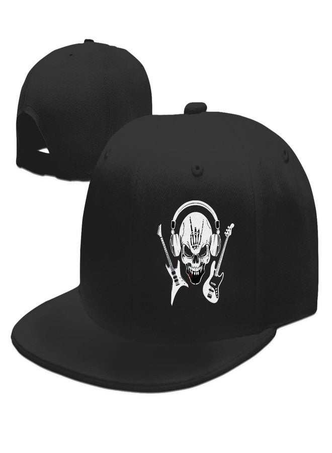 Negi Classic Skull Snapback Hats for Men Unisex Mens Rock and Roll Flat Bill Hats Brim Adjustable Baseball Cap - Image 1