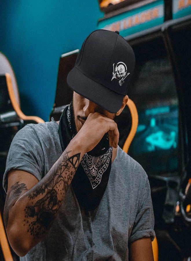 Negi Classic Skull Snapback Hats for Men Unisex Mens Rock and Roll Flat Bill Hats Brim Adjustable Baseball Cap - Image 3