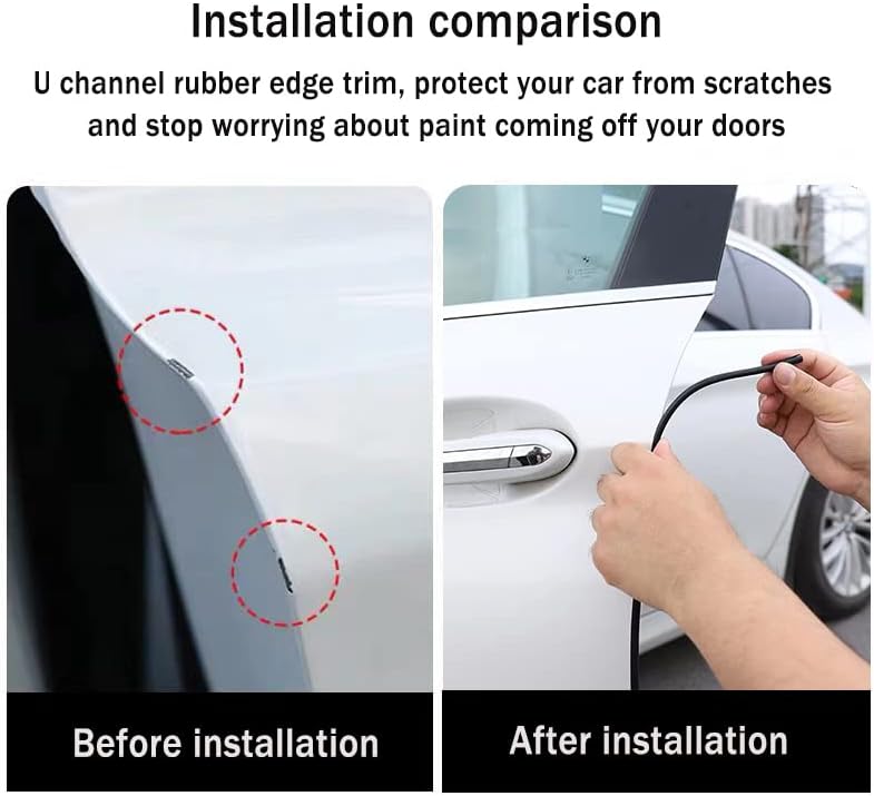 Socein Door Edge Guard U Channel Rubber Edge Trim Self Adhesive - 20Ft, Black - Image 3