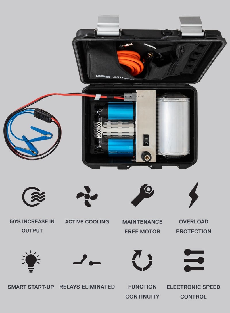 ARB CKBLTP12 Brushless Twin Motor Portable 12V Air Compressor - High Output, Active Cooling, Smart Protection, Includes 20ft Hose & Tire Kit - Image 2