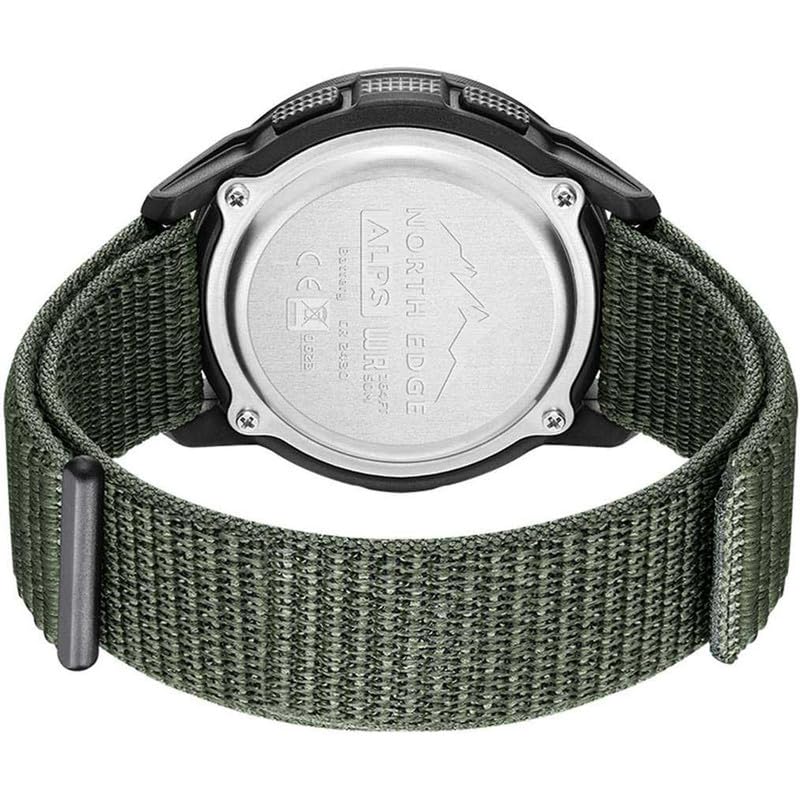 NORTH EDGE Nylon Sport Adventure Chronograph Digital Men's Wrist Watch: Alps, Black, Green - Image 3