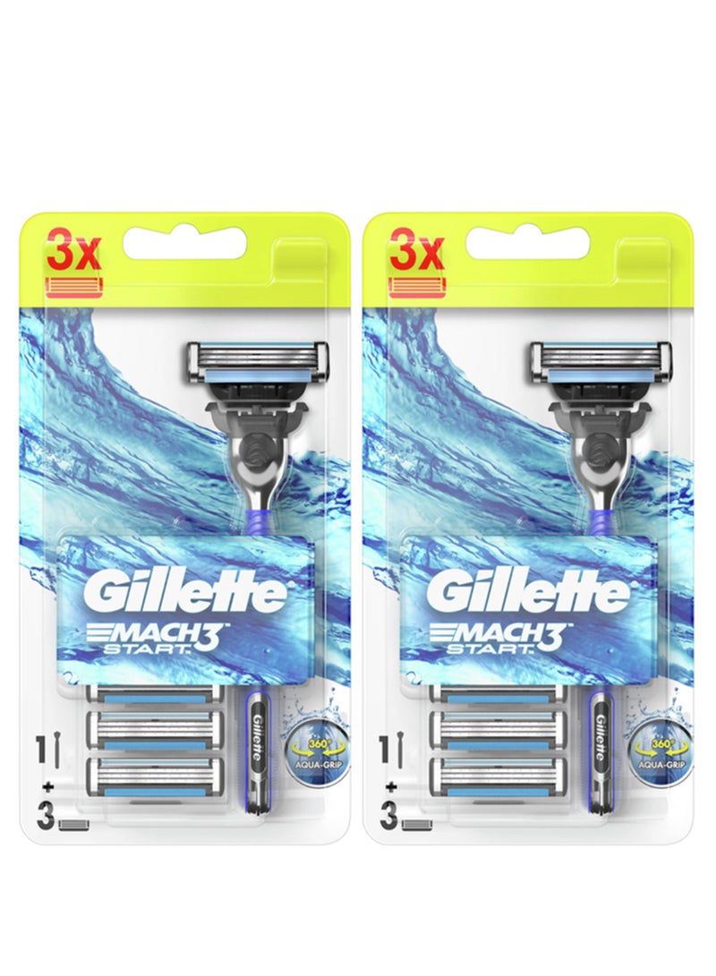 Gillette Pack of 2 Gillette Mach3 Start razor + spare head 2 pieces for men - Image 1
