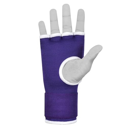 HUNTER قفازات داخلية مبطنة بالجل مع لفافات يد للملاكمة، لفافات تدريب مرنة سريعة للرجال والنساء، موي تاي، MMA، كيك بوكسينغ، فنون القتال، واقي كف اليد والمعصم (زوج) (بنفسجي، L/XL) - Image 5