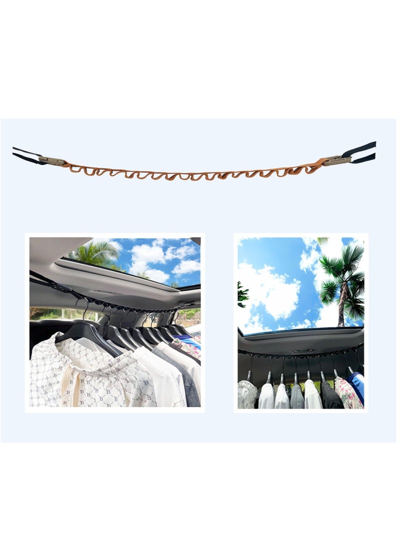 Car Clothes Hanger Bar 18 Rings - Travel Clothesline for Car Travel Hanger Telescopic - Cloth Racks for for Sedans, Trucks, SUVs, Vans, RVs, Road Travelers(Orange) - Image 1