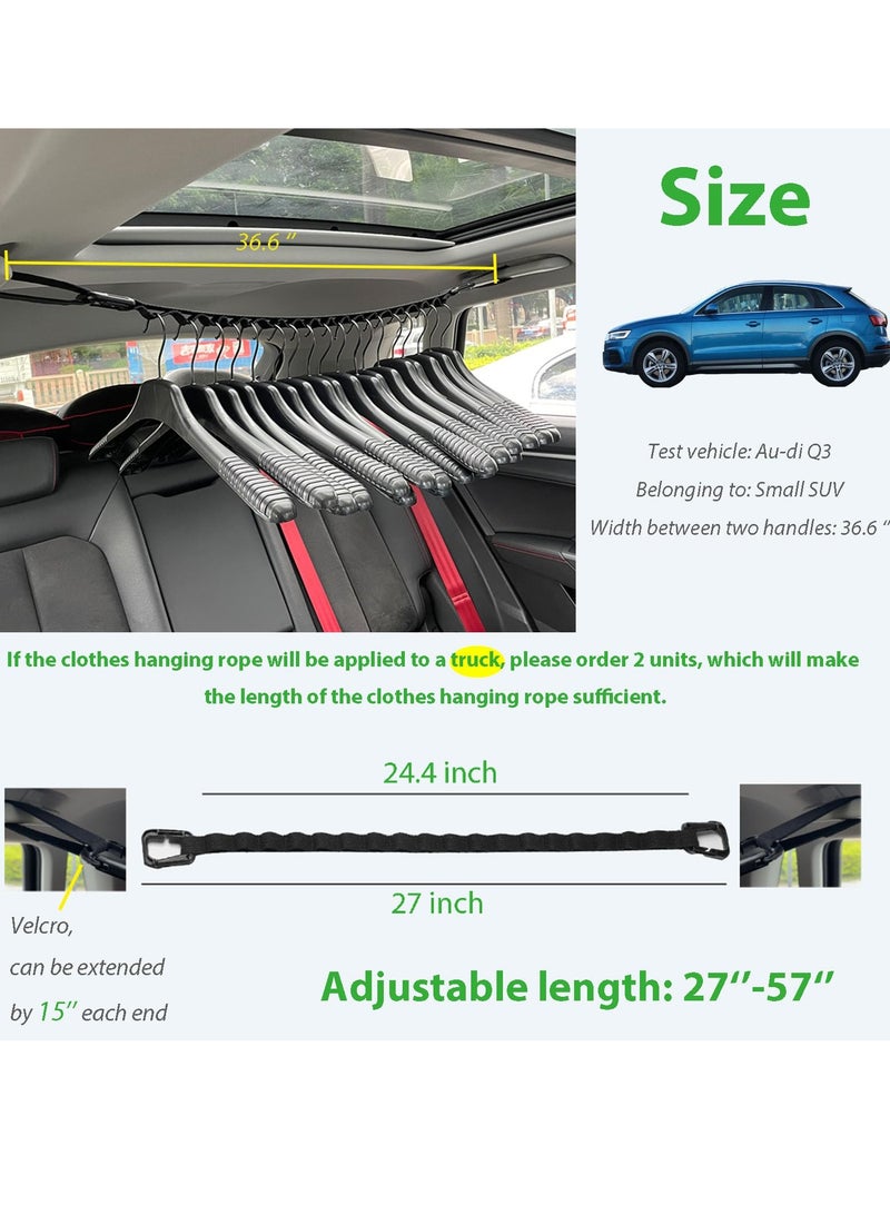 Car Clothes Hanger Bar 18 Rings - Travel Clothesline for Car Travel Hanger Telescopic - Cloth Racks for for Sedans, Trucks, SUVs, Vans, RVs, Road Travelers(Orange) - Image 4