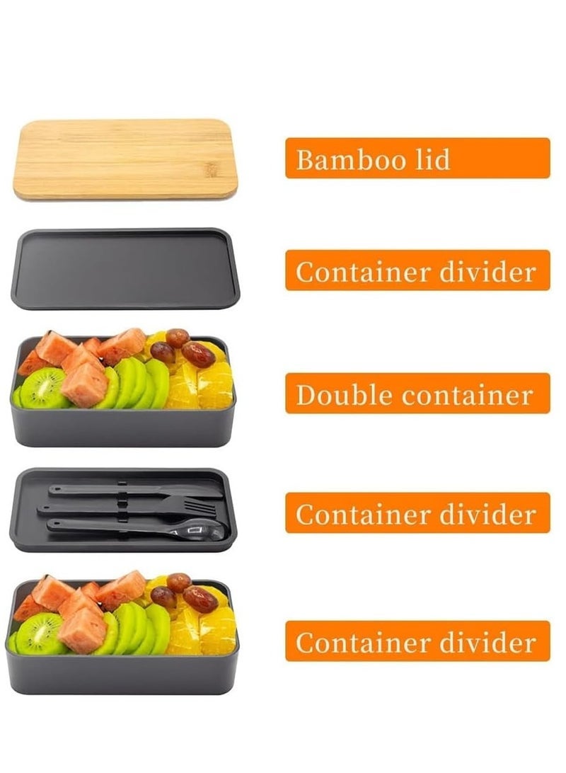0TO1 TECH Bento Box, Adult Lunch Box with lunch bag,Japanese Stackable Lunch Box with Compartments, Bento lunch Box with Utensil & Chopsticks & Dip Container Set of, Microwavable,1200ML - Image 2