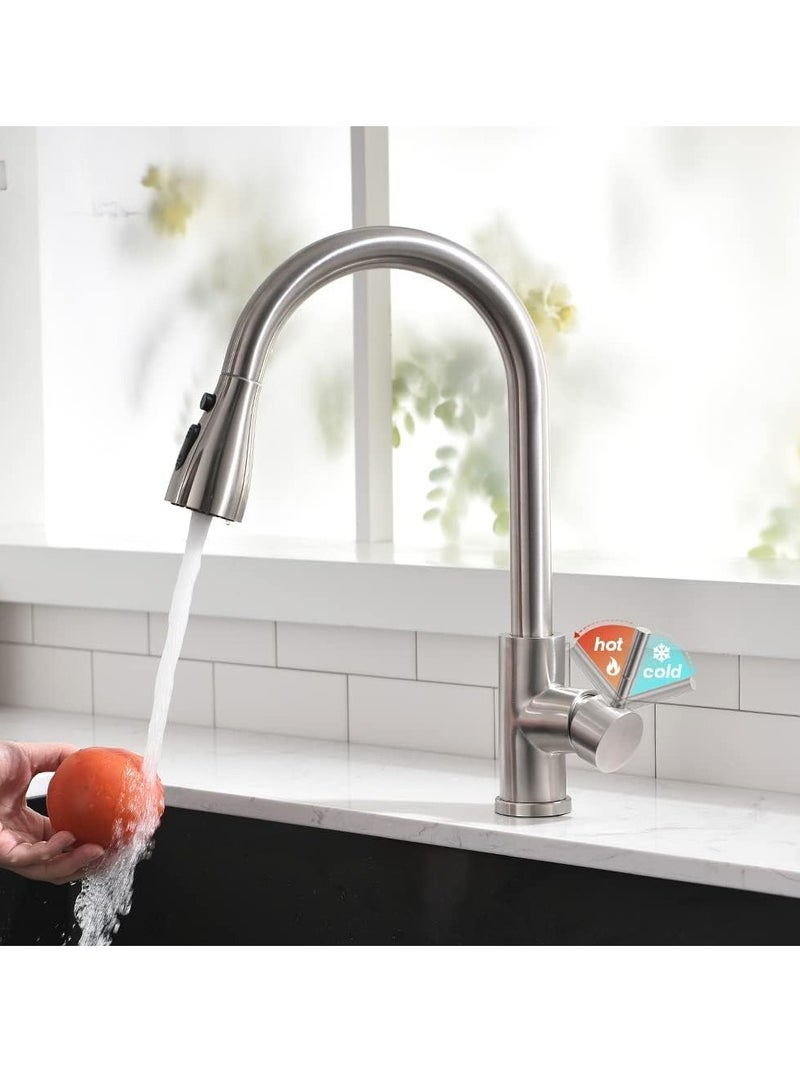 SOLARAE Kitchen Faucet with Pull Down Sprayer, High Arc Single Handle Single Hole Stainless Steel Kitchen Sink Faucet with 3 Functions Sprayer for Commercial Modern RV, Brushed Nickel - Image 5