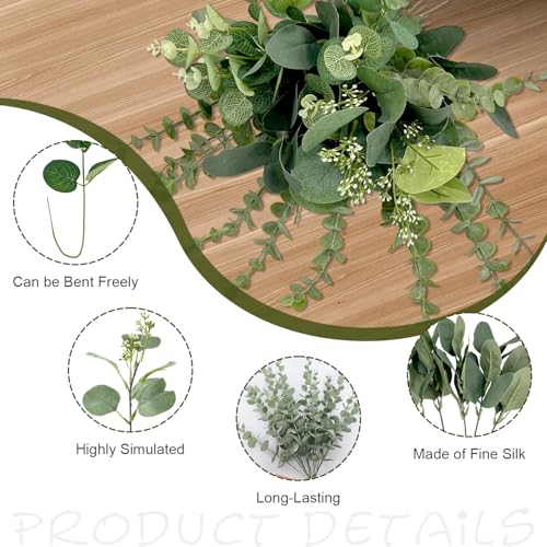 Holyenten 30 Pcs Eucalyptus Stems Bulk, 4 Kinds Mixed Artificial Silver Dollar Eucalyptus Greenery Branches for Wedding Centerpieces, Floral Arrangements, Vase Bouquet Home Decor - Image 3