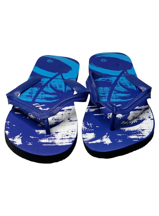 Influence Germany Men's Summer Flip-Flops – Blue & White Palm Tree Print with Dark Blue Straps - Image 3