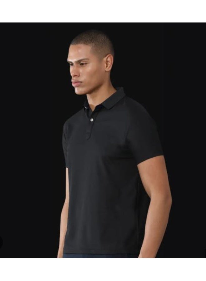 H M E Mens T-Shirt POLO Black Mars 200 Premium Wrinkle-Free ,UV Protection, Moisture Management, Durable 190 GSM Polyester - Image 3