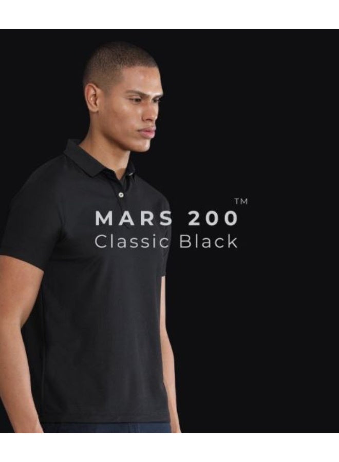 H M E Mens T-Shirt POLO Black Mars 200 Premium Wrinkle-Free ,UV Protection, Moisture Management, Durable 190 GSM Polyester - Image 5