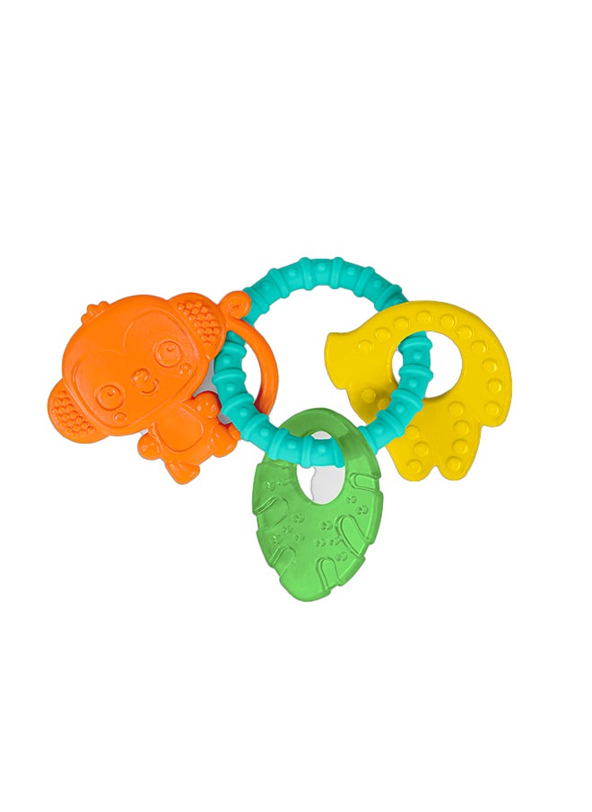 Bright Starts Tropical Chews Silicone Teething Ring - BPA-Free Monkey/Leaf/Banana  - Image 1