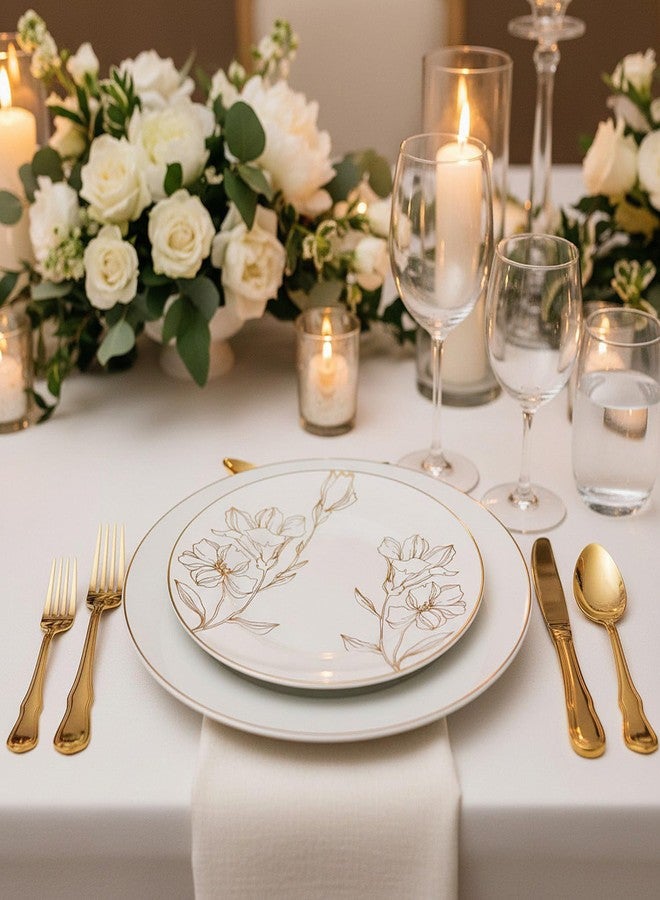 Blue Sky Antique Gold Floral Salad Plates (7", Pack of 10) - Exquisite Design & Premium Quality, Perfect for Upscale Parties & Celebrations - Image 4