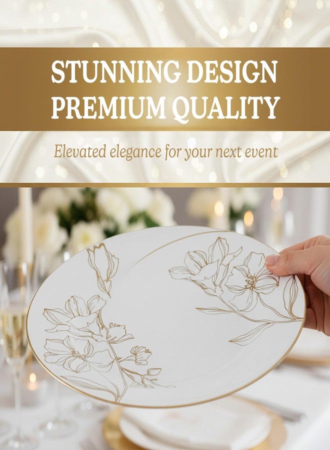 Blue Sky Antique Gold Floral Salad Plates (7", Pack of 10) - Exquisite Design & Premium Quality, Perfect for Upscale Parties & Celebrations - Image 2