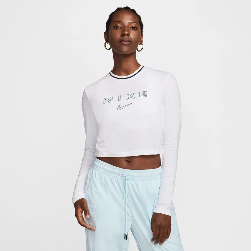 Nike Women's Sportswear Chill Long-Sleeve Cropped Graphic Tee