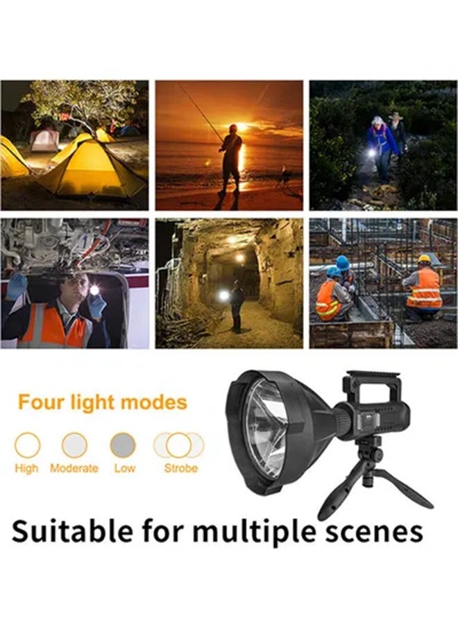 Rechargeable Spotlight Torch, LED Super Bright P70 High Lumen Handheld Tactical Torch, 4 Brightness Modes and IPX6 Waterproof Large Searchlight with USB Output and Foldable Tripod for Camping/Hunting