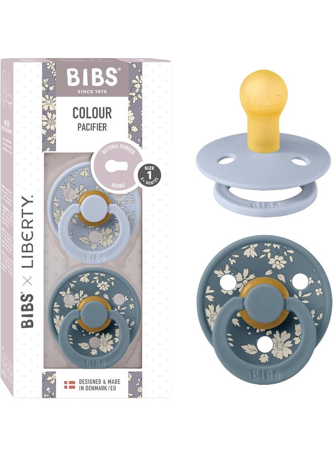 BIBS - Pack of 2 X Liberty Colour Camomile Lawn Latex Size 1 Baby Blue Mix - Image 1
