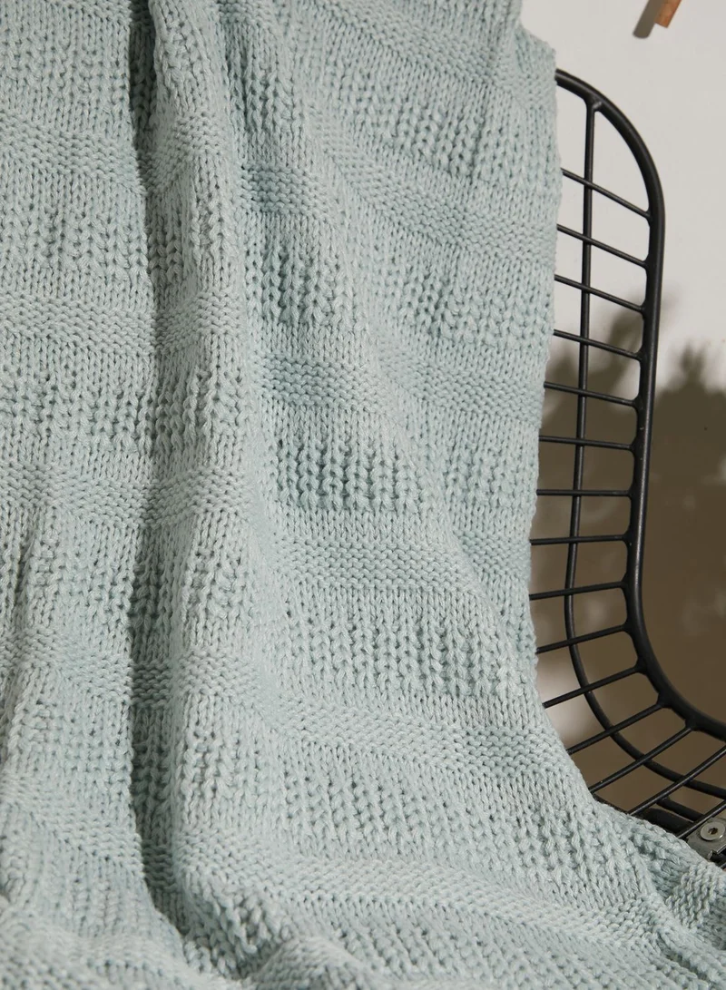 AURORA Blue Knitted Blanket 130 X 170Cm