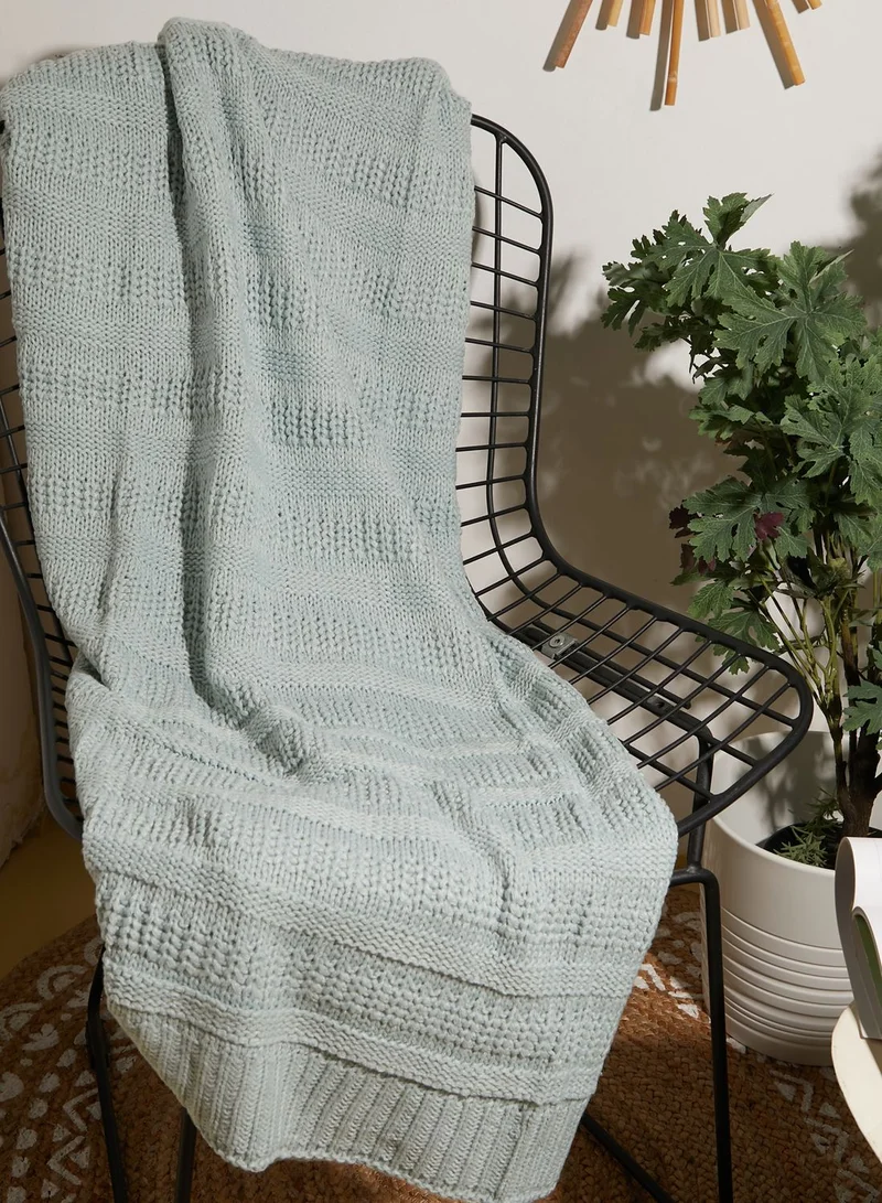 AURORA Blue Knitted Blanket 130 X 170Cm