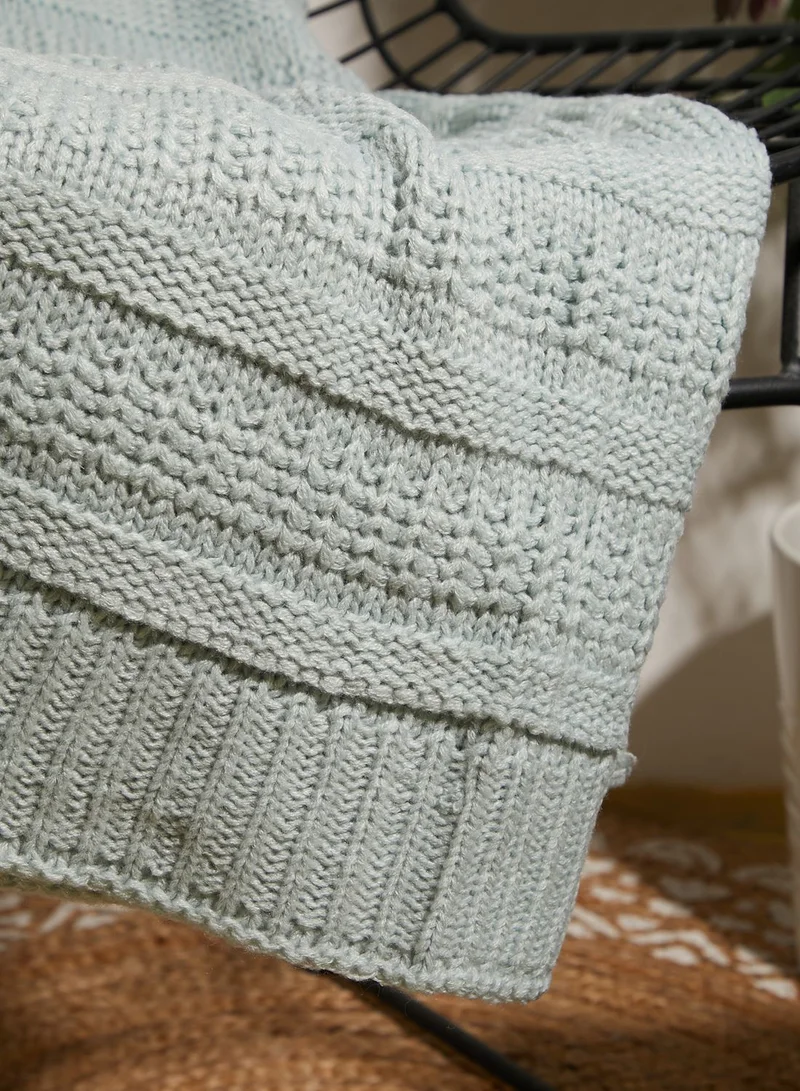 AURORA Blue Knitted Blanket 130 X 170Cm
