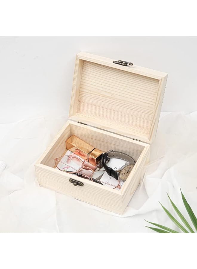 The Bros Unfinished Wooden Box With Hinged Lid for Kids Storage, Toys, Jewelry Container, DIY Crafts - Unpainted Pine Organizer Tray - Image 5