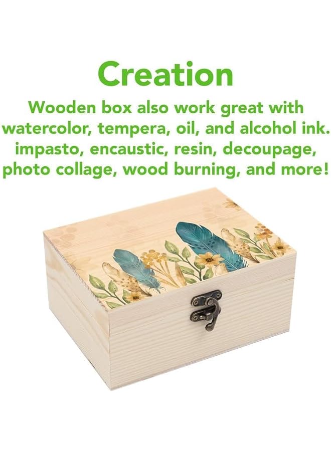The Bros Unfinished Wooden Box With Hinged Lid for Kids Storage, Toys, Jewelry Container, DIY Crafts - Unpainted Pine Organizer Tray - Image 3