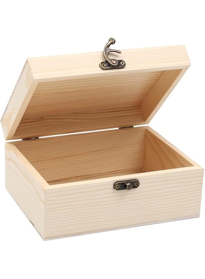 The Bros Unfinished Wooden Box With Hinged Lid for Kids Storage, Toys, Jewelry Container, DIY Crafts - Unpainted Pine Organizer Tray - Image 1