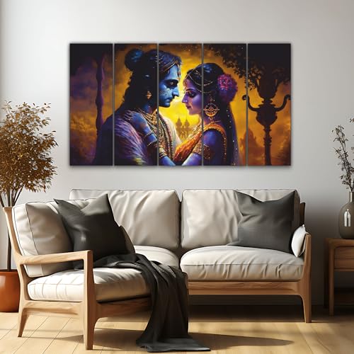 The Castle Decor Radha Krishna Wall Painting for Living Room Big Size - Radha Krishna Painting Wall Decor for Bedroom, Office, Hotels - Peaceful Digital Painting Wooden Framed for Gifting (27x48 inch) - Image 3
