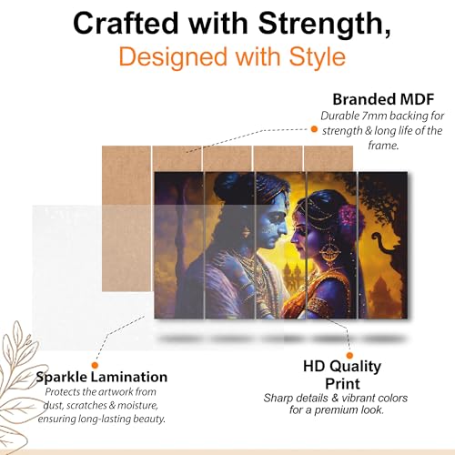 The Castle Decor Radha Krishna Wall Painting for Living Room Big Size - Radha Krishna Painting Wall Decor for Bedroom, Office, Hotels - Peaceful Digital Painting Wooden Framed for Gifting (27x48 inch) - Image 4