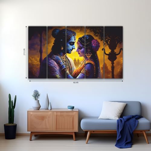 The Castle Decor Radha Krishna Wall Painting for Living Room Big Size - Radha Krishna Painting Wall Decor for Bedroom, Office, Hotels - Peaceful Digital Painting Wooden Framed for Gifting (27x48 inch) - Image 2