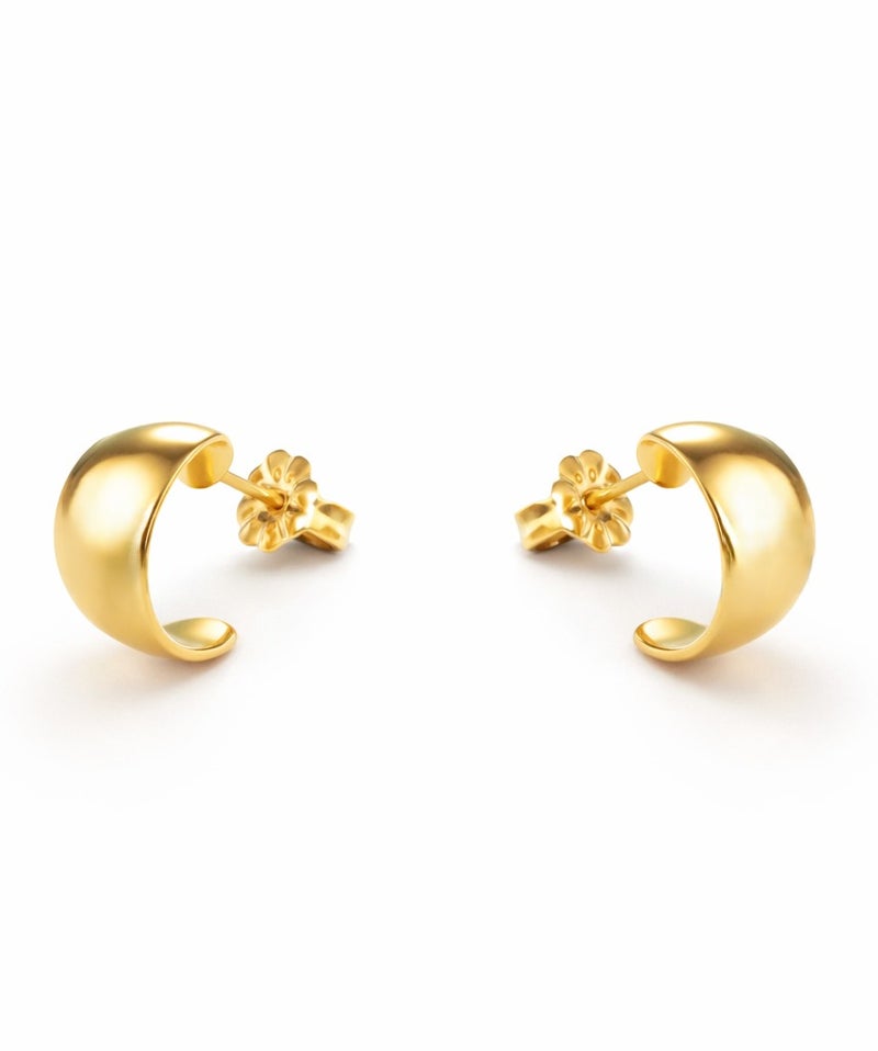 Earss Gold Plated Crescent Hoop Earrings for Women & Girls – Stainless Steel Small Half Hoop Earrings with Push Back Closure, Minimalist Everyday Jewelry - Image 1