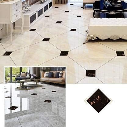 Vinyl Waterproof Self Adhesive Floor Sticker Tiles Sticker for Living Room Puja Room Home Decor Set of 20 Black 01  - Image 1