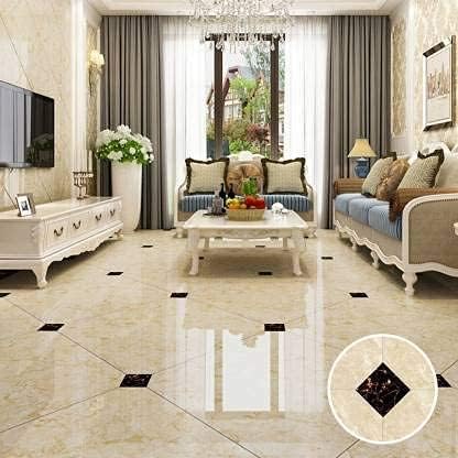 Vinyl Waterproof Self Adhesive Floor Sticker Tiles Sticker for Living Room Puja Room Home Decor Set of 20 Black 01  - Image 2