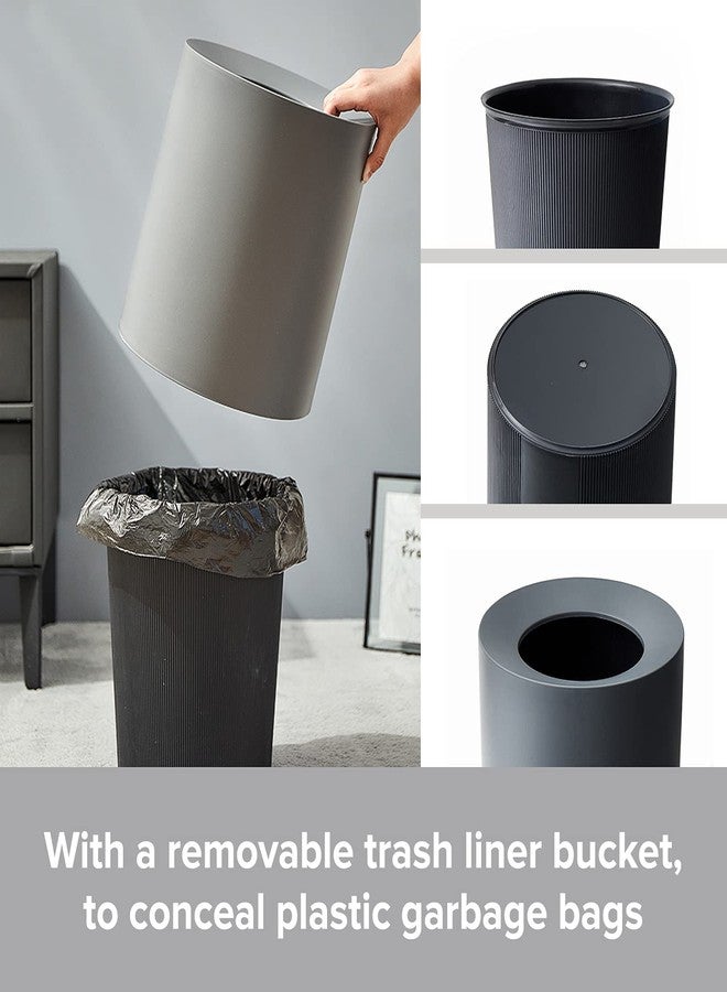 Primo Supply Modern Round Waste Basket - 2.1Gal/7.9L Open Top Trash Bin - Gray Garbage Can with Removable Plastic Bin Liner - Touchless Bathroom Garbage Can or Trash Can for Kitchen - Minimalist Office Trash Can - Image 5