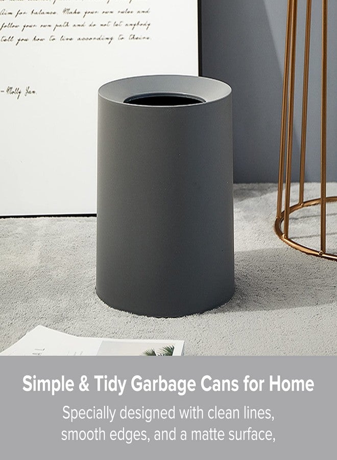 Primo Supply Modern Round Waste Basket - 2.1Gal/7.9L Open Top Trash Bin - Gray Garbage Can with Removable Plastic Bin Liner - Touchless Bathroom Garbage Can or Trash Can for Kitchen - Minimalist Office Trash Can - Image 3