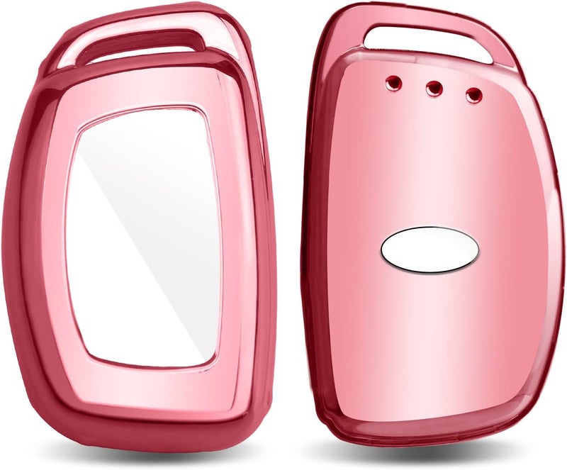 QBUC Pink Key Fob Cover for Hyundai Elantra, Ioniq, Sonata, Tucson - Soft TPU 360 Degree Protector with Keychain - Image 3