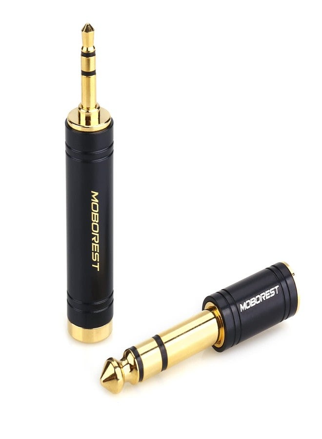 MOBOREST 3.5mm M to 6.35mm F Stereo Pure Copper Adapter, 1/8 Inch Plug Male to 1/4 Inch Jack Female Adapter, Can be Used Conversion Headphone adapte, amp adapte, Black Fashion 2-Pack - Image 3