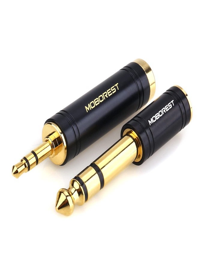 MOBOREST 3.5mm M to 6.35mm F Stereo Pure Copper Adapter, 1/8 Inch Plug Male to 1/4 Inch Jack Female Adapter, Can be Used Conversion Headphone adapte, amp adapte, Black Fashion 2-Pack - Image 4