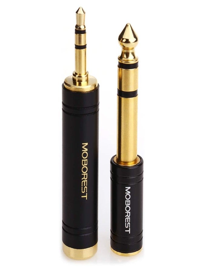 MOBOREST 3.5mm M to 6.35mm F Stereo Pure Copper Adapter, 1/8 Inch Plug Male to 1/4 Inch Jack Female Adapter, Can be Used Conversion Headphone adapte, amp adapte, Black Fashion 2-Pack - Image 1