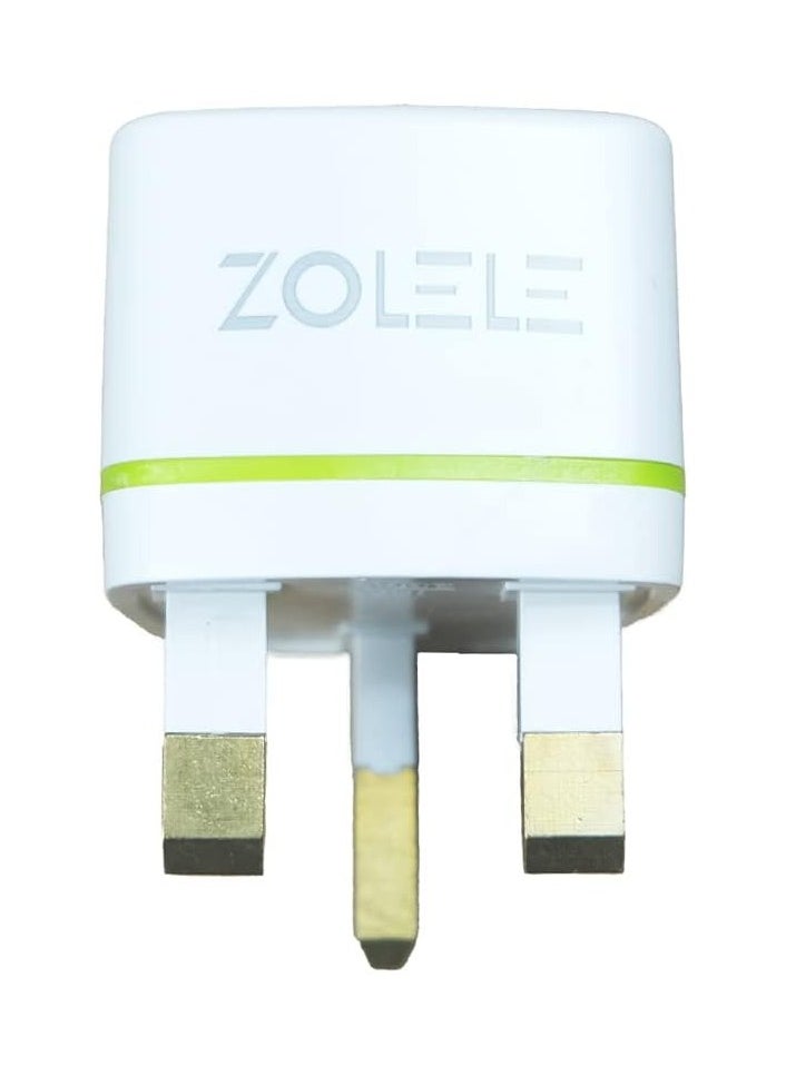 Zolele Universal Power Adaptor 3 Pin Travel Adapter For US/AU/JP/CN Socket UK Plug 250V 13A- White