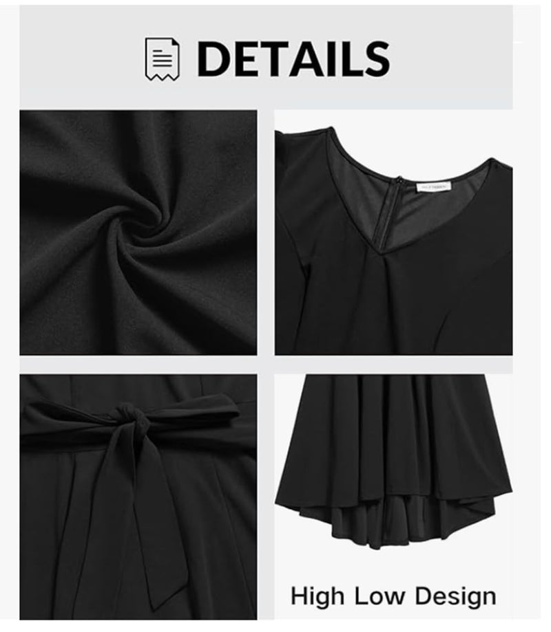 TATAIYA Women Plus Size V-Neck Party Cocktail High-Low Maxi Dress (Black_2XL) - Image 5