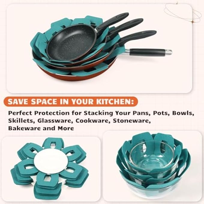 Paporich Pot Pan Protectors 3 Sizes Felt Set Of 6 Green - Image 5
