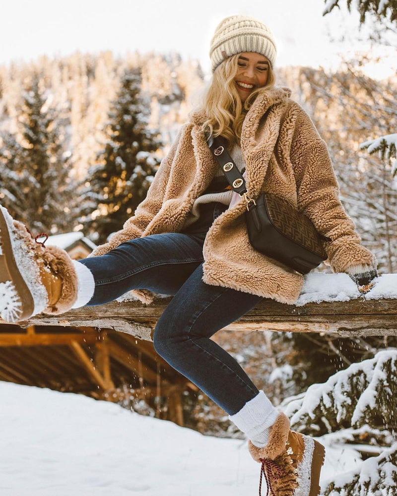 FURTALK Winter Beanie Hat for Women Satin Lined Cable Knit Chunky Slouchy Beanies Skull Warm Cap Beige One Size - Image 3