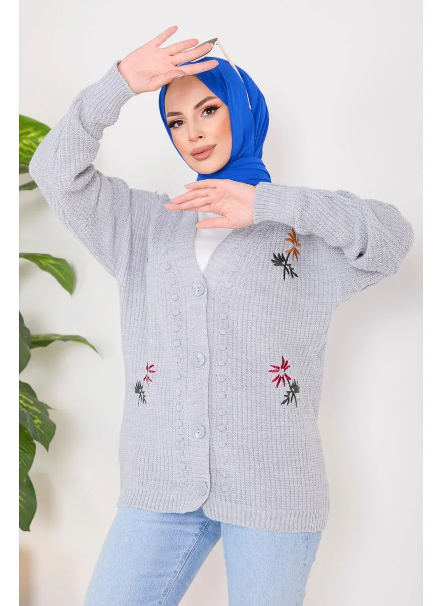 Tofisa 23088-GRI Knitwear Cardigan