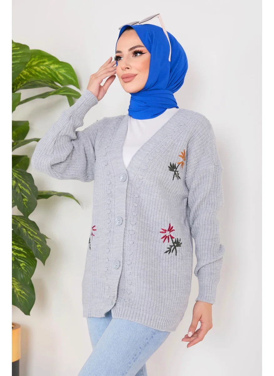 Tofisa 23088-GRI Knitwear Cardigan