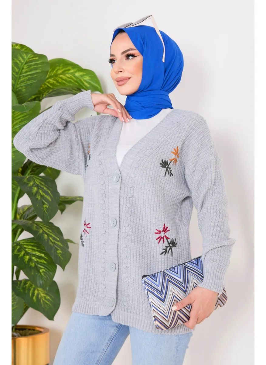 Tofisa 23088-GRI Knitwear Cardigan