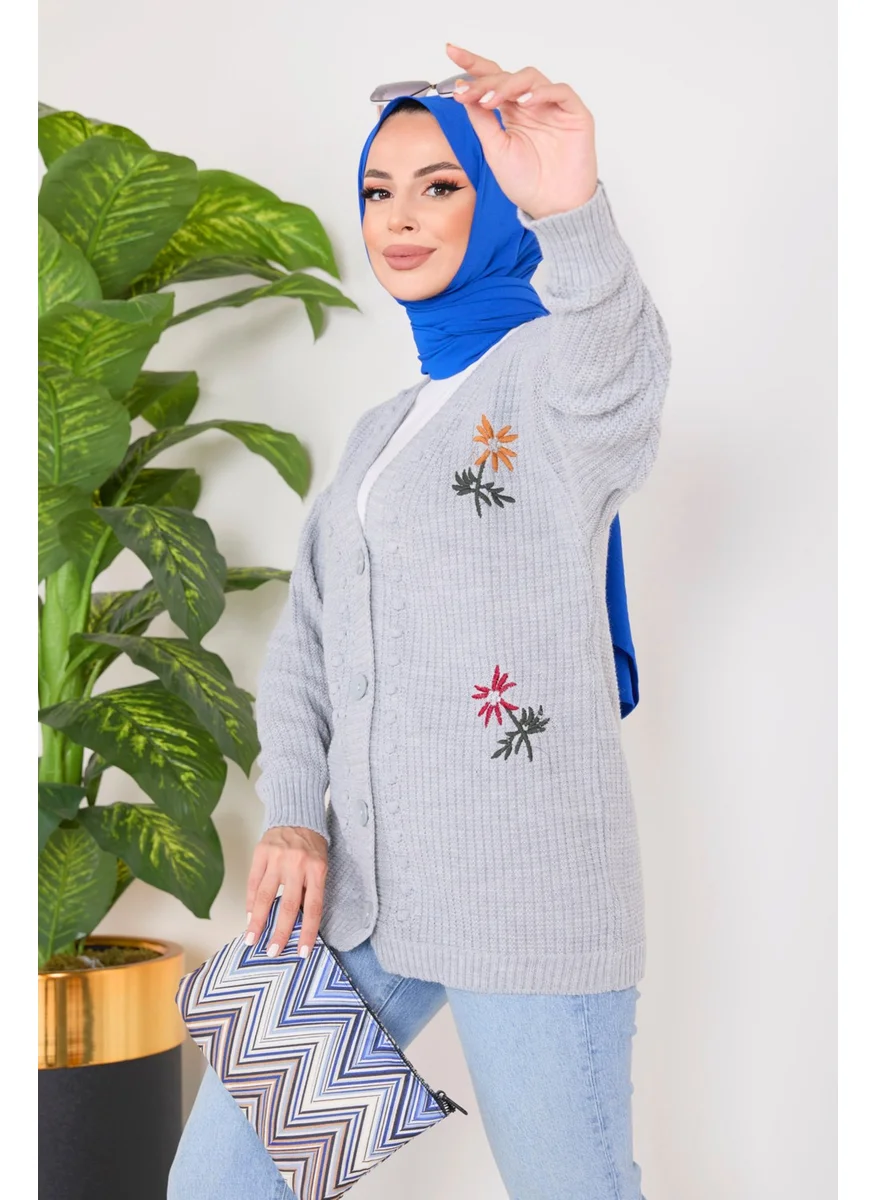Tofisa 23088-GRI Knitwear Cardigan