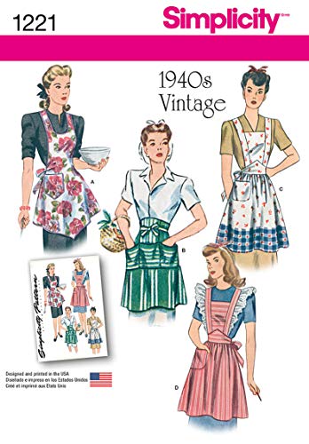 Simplicity Vintage نمط خياطة مئزر نسائي عتيق من سيمبليسيتي 1221 من الأربعينيات، مجموعة خياطة، مقاسات S-L - Image 5