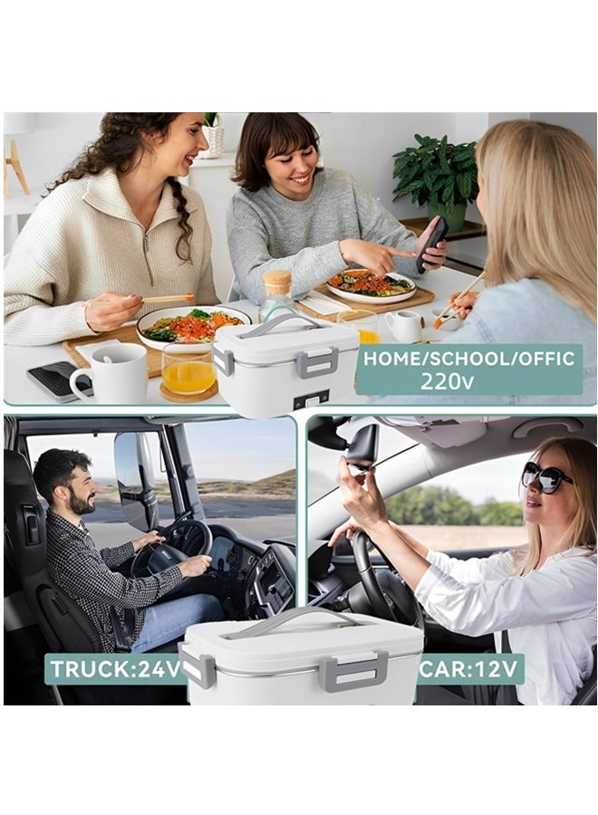 Beauenty Electric Heated Lunch Box for Adults,80W Food Heated 12V 24V 220V Portable Food Warmer Heater,1.8L Leakproof Self Heating Lunch Box Container with Lid for Car Truck Office Home Travel Camping - Image 3