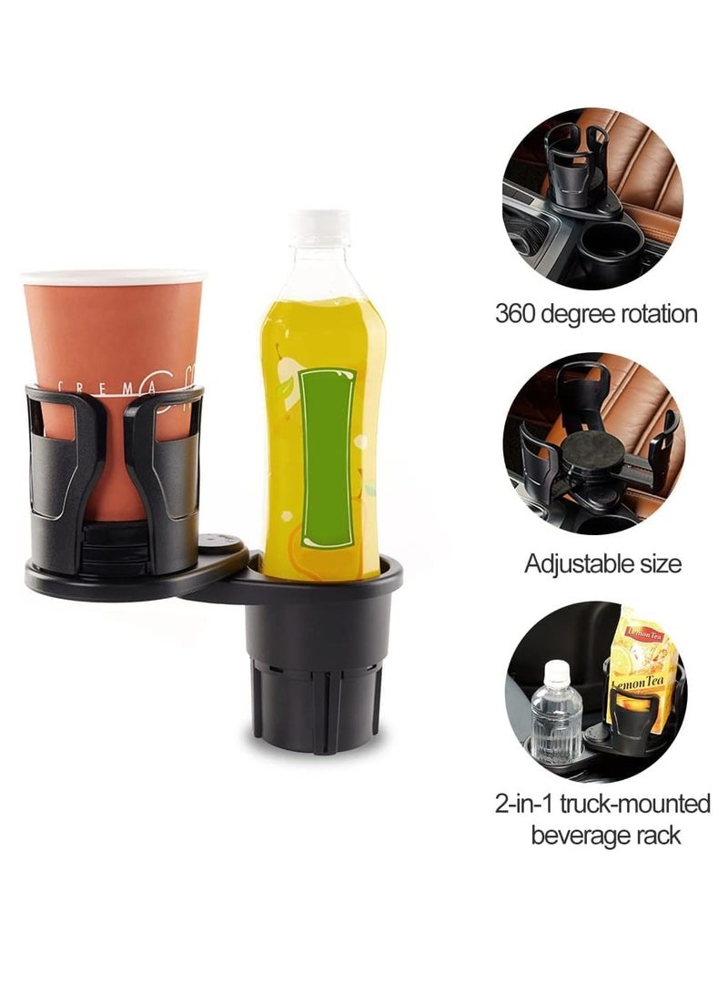 RATSAW Car Cup Holder Expander Car Dual Cup Holder Adjustable 2 In 1 Multifunctional Car Cup Stand Expander for Cars 360°Rotating Car Coffee Drink Cup Holder Expander Adjustable Diameter  - Image 3